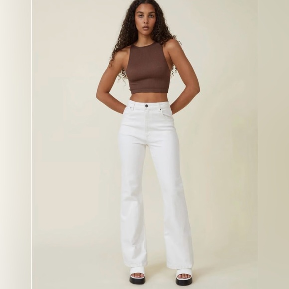 COTTON ON Original Flare Jean Women's Size 8 White Stretch Denim  Festival Retro - Picture 1 of 7